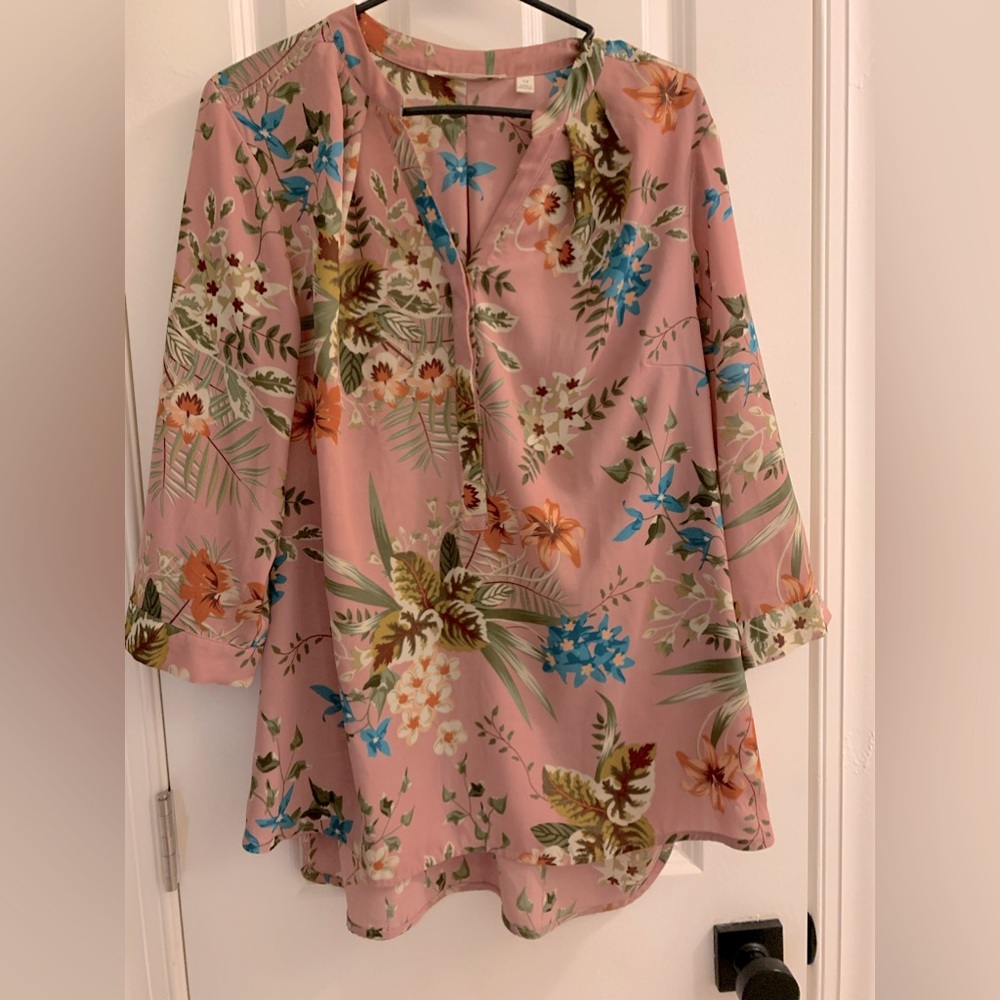 Pink floral blouse